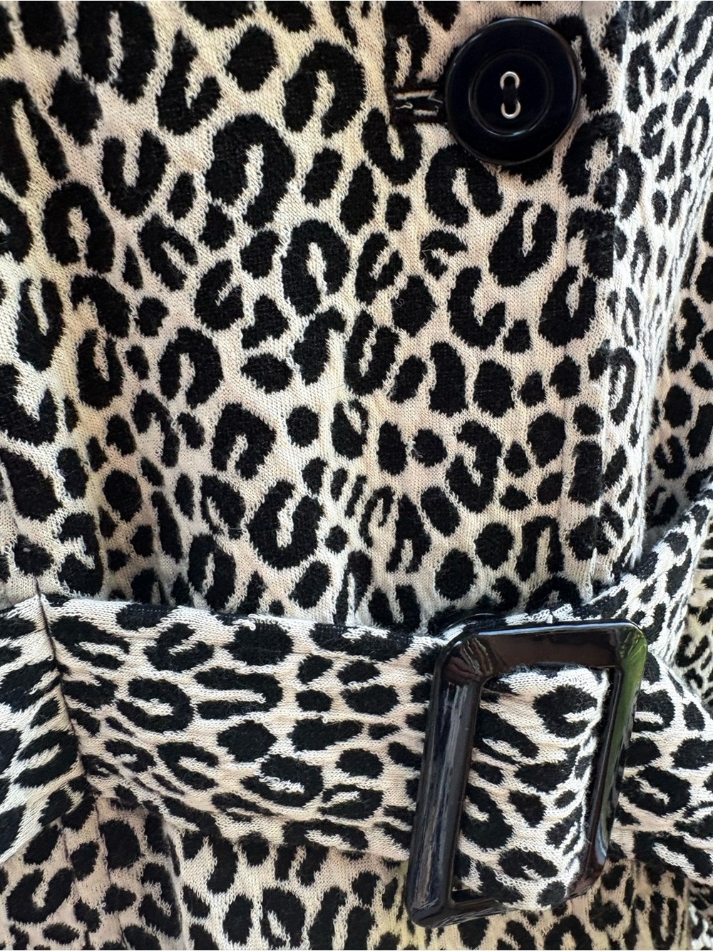 Vintage Marisa Christina Leopard Print Belted Knit Jacket Size Large Knit - Picture 2 of 11